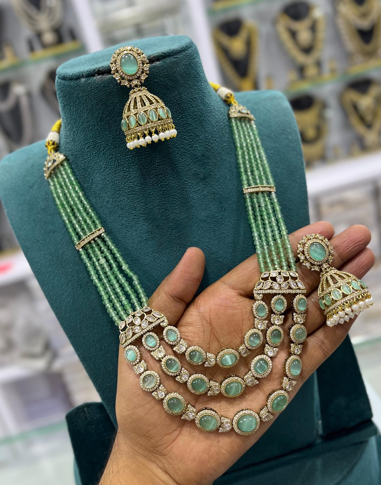 Victorian Polish AD Stones Layer Pendent with Beads Haram