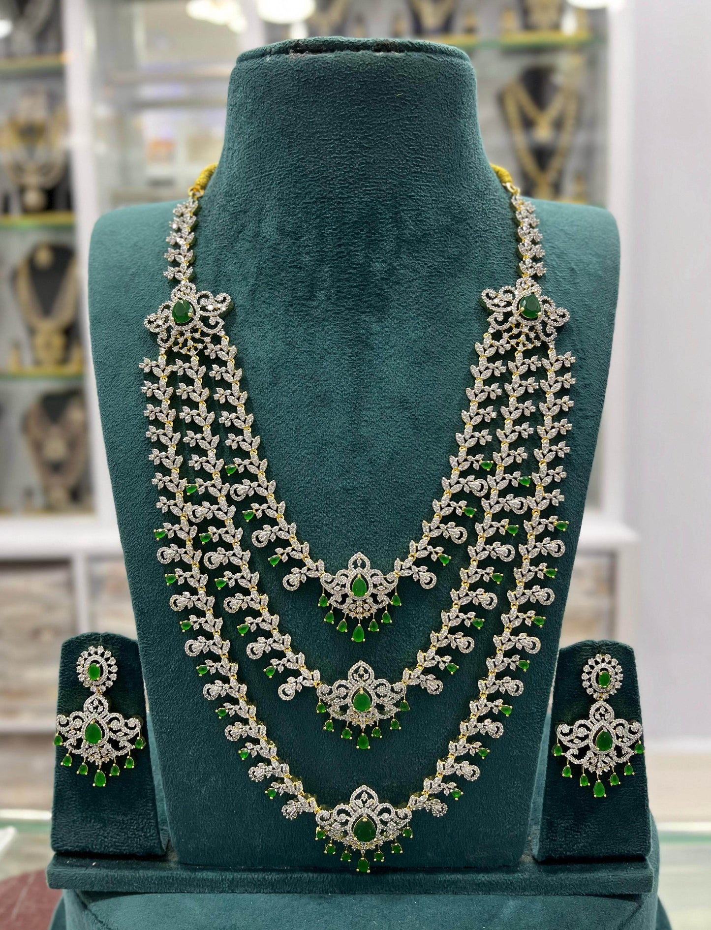 American Diamond Stones Bridal Layer Haram - Nakshatra Jewels