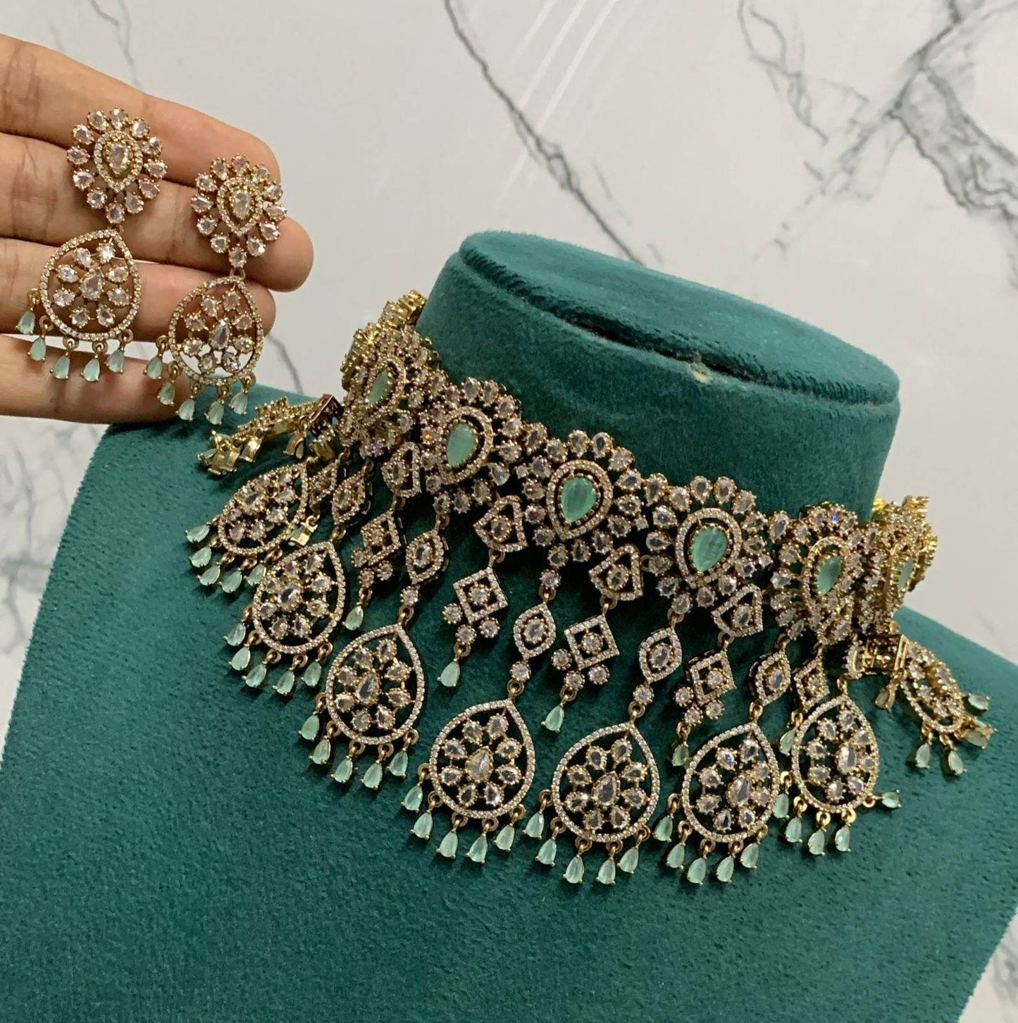 Moissanite & AD Stones Bridal Choker - Nakshatra Jewels