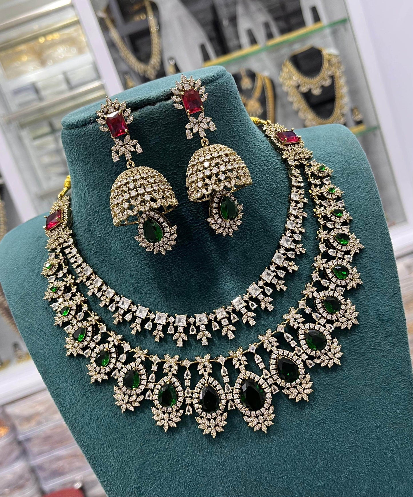 Victorian Polish with AD Stones Necklace - Nakshatra Jewels