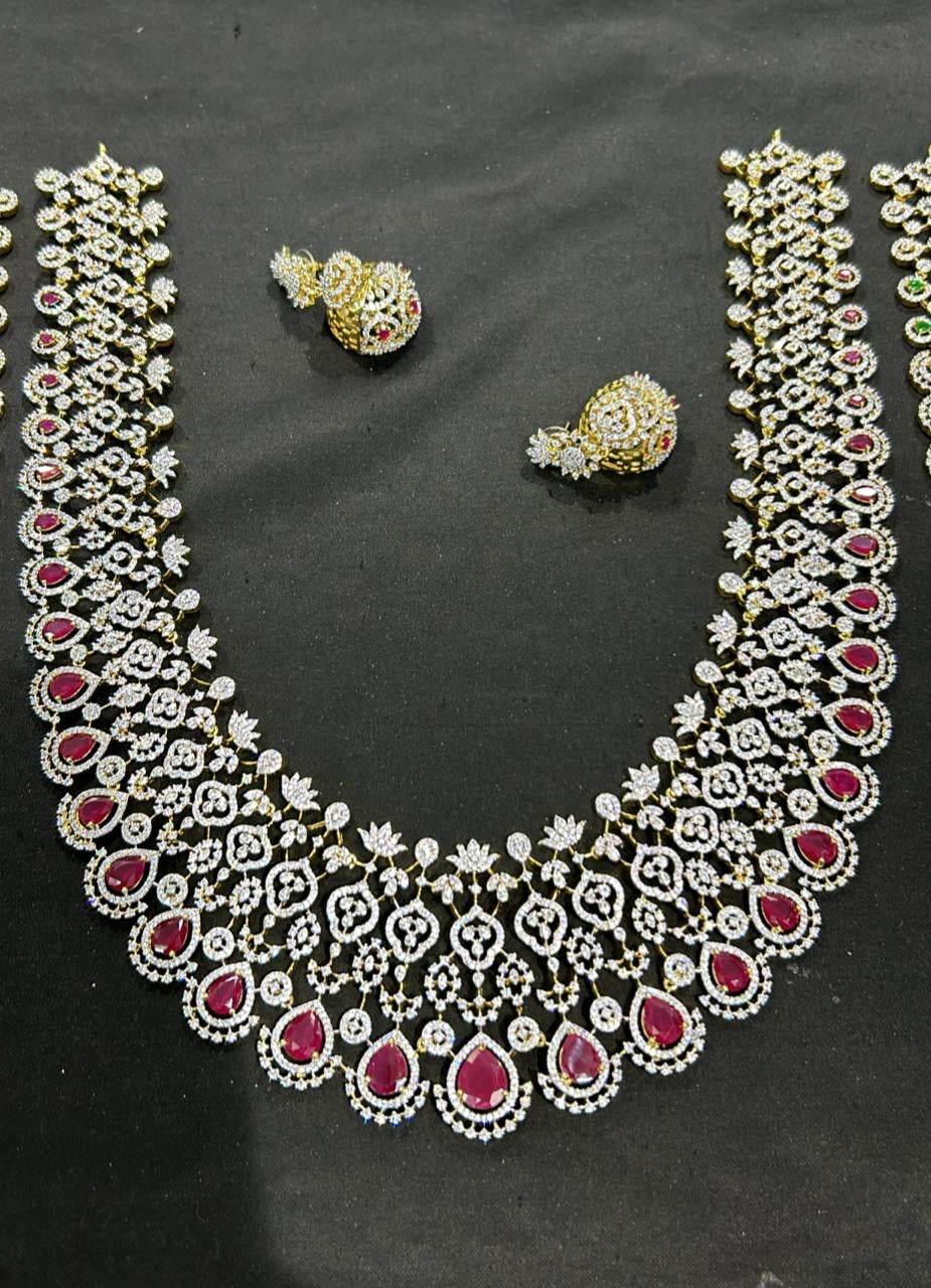 American Diamond Stones Bridal Haram - Nakshatra Jewels