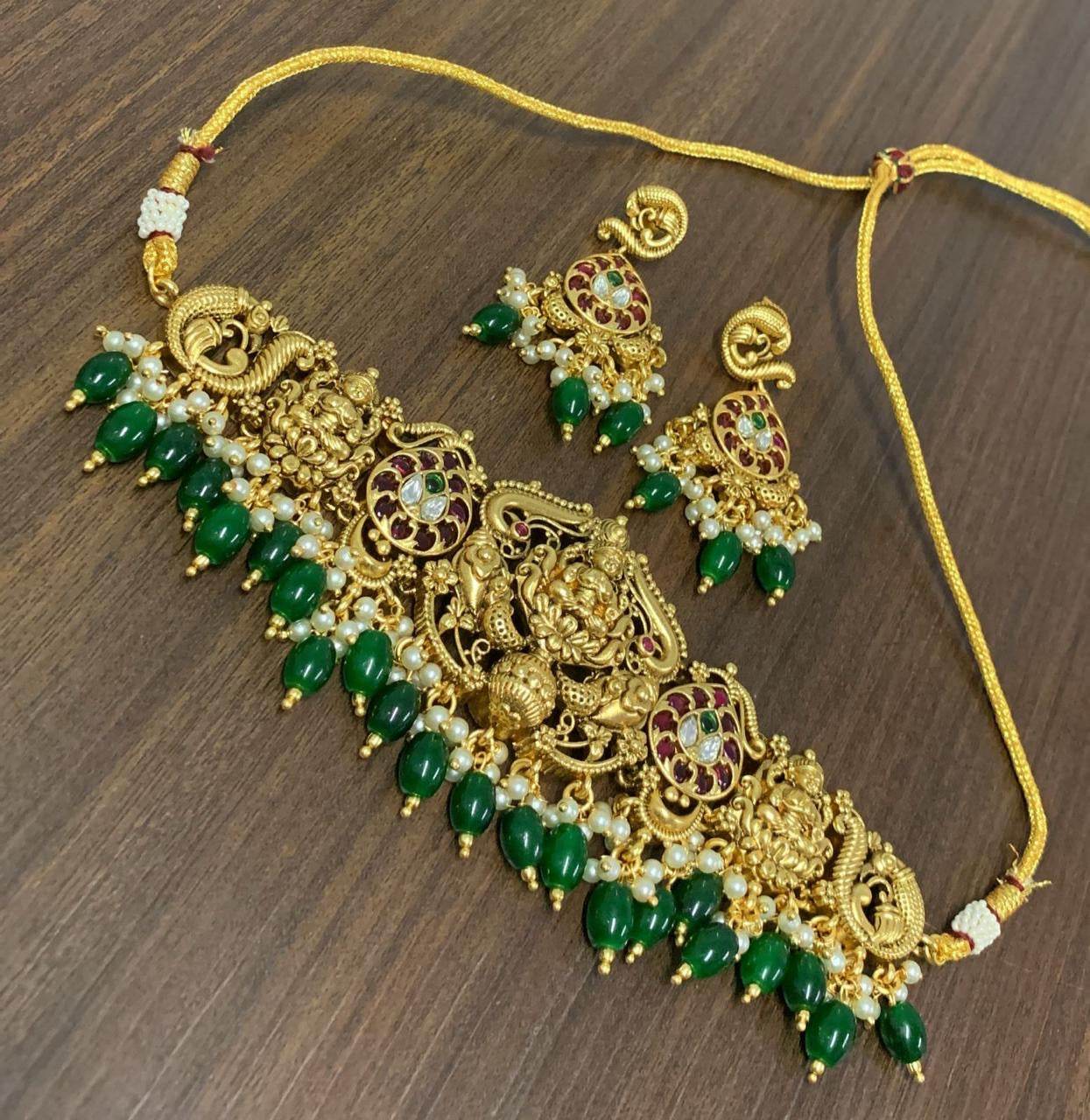 Premium Matt with Kempu Stones Bridal Choker - Nakshatra Jewels