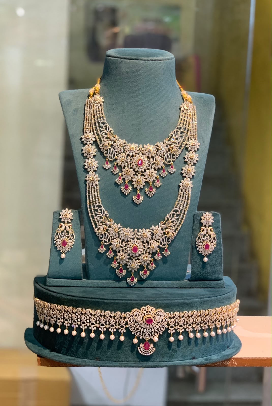 American Diamond Stones Bridal Combo Set