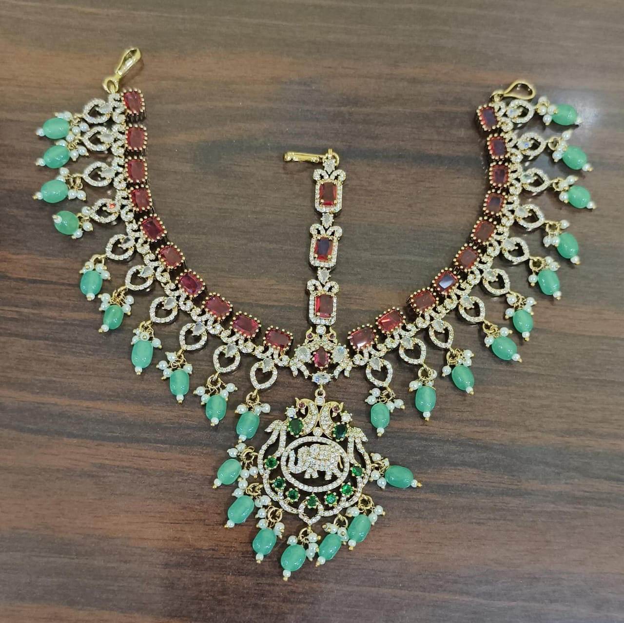 Victorian Polish AD Stones Headset - Nakshatra Jewels