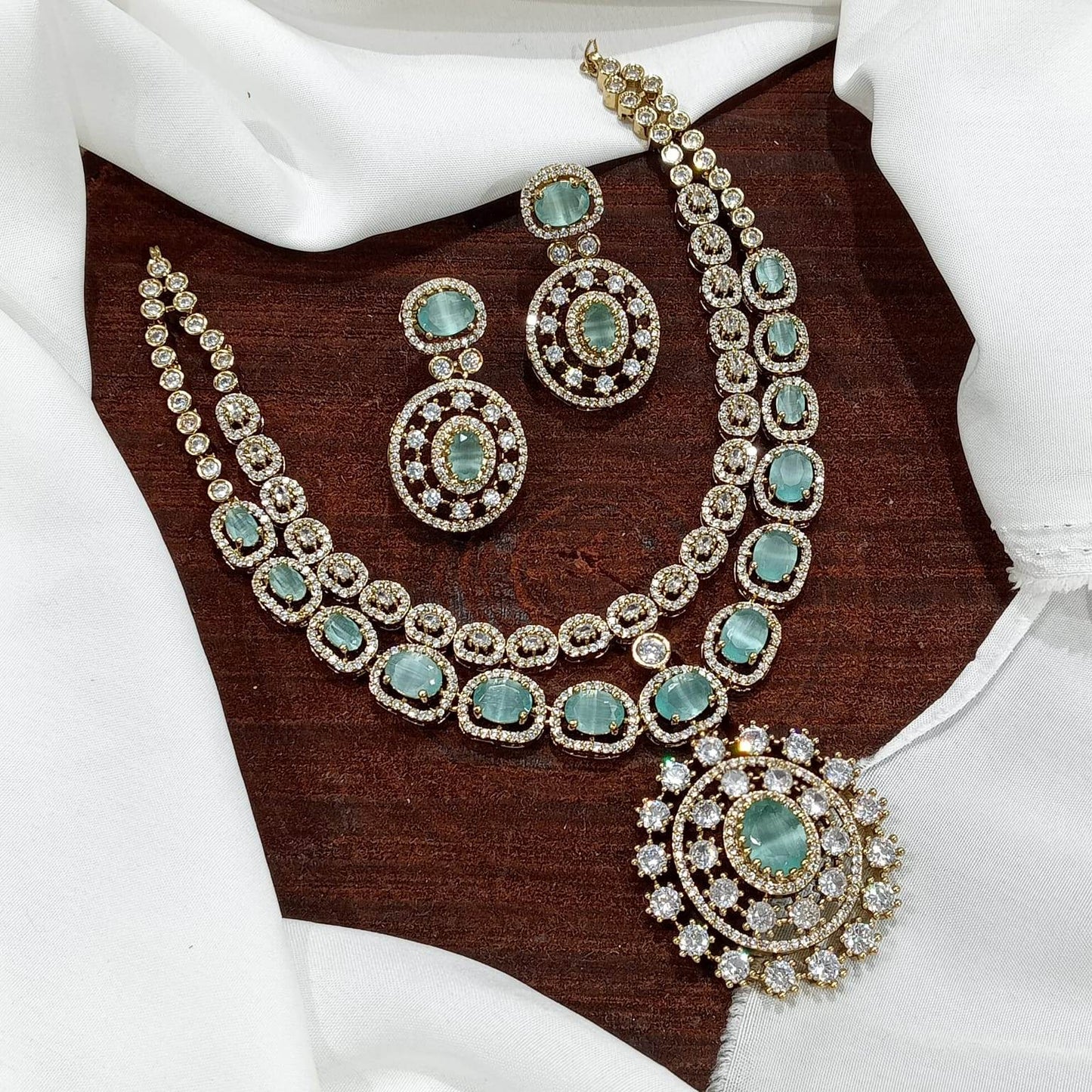 Victorian Polish AD Stones Layer Necklace - Nakshatra Jewels