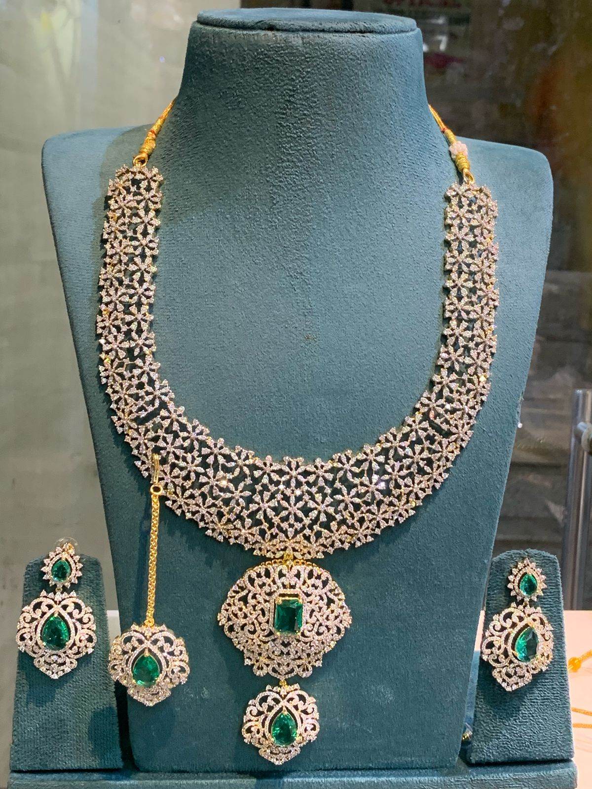 American Diamond Stones Bridal Haram - Nakshatra Jewels