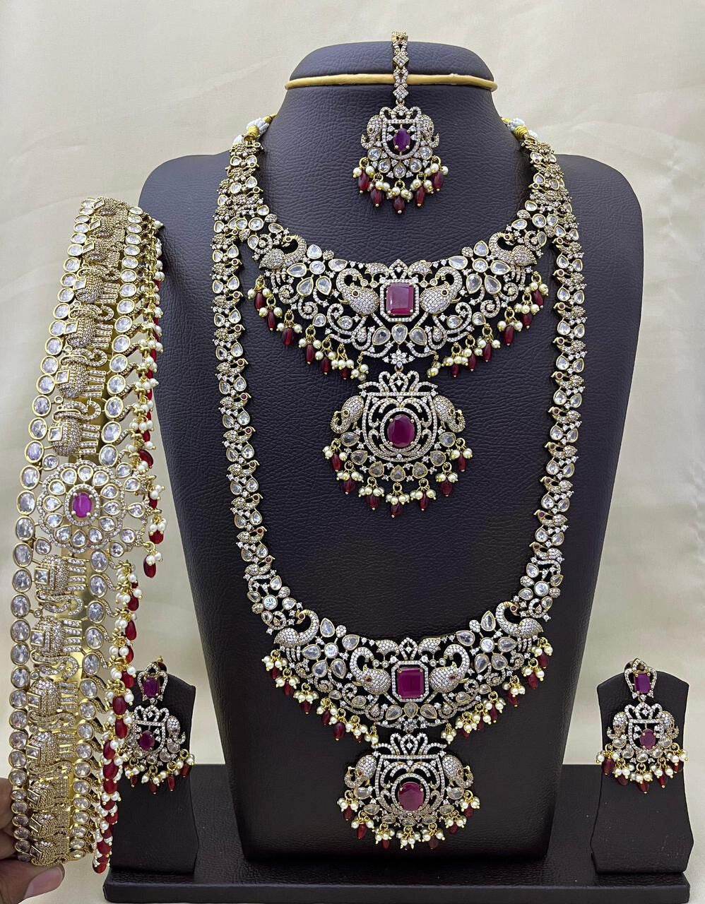 Victorian Polish AD Stones Bridal Set - Nakshatra Jewels