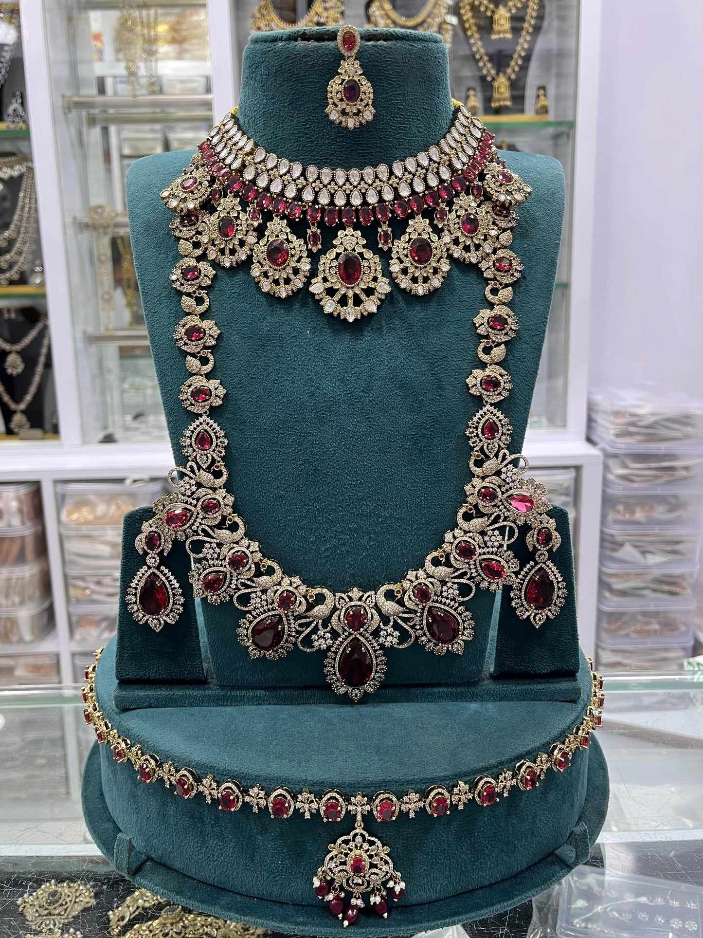 Mossanite with AD Stones Bridal Combo set - Nakshatra Jewels