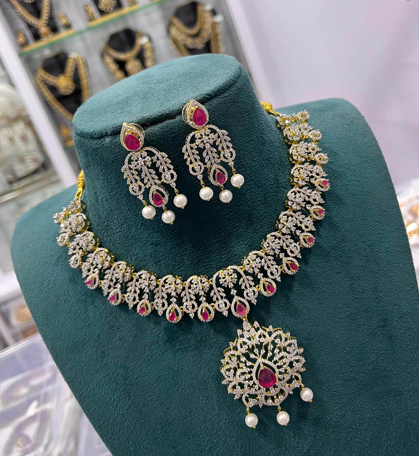 American Diamond Stones Necklace - Nakshatra Jewels