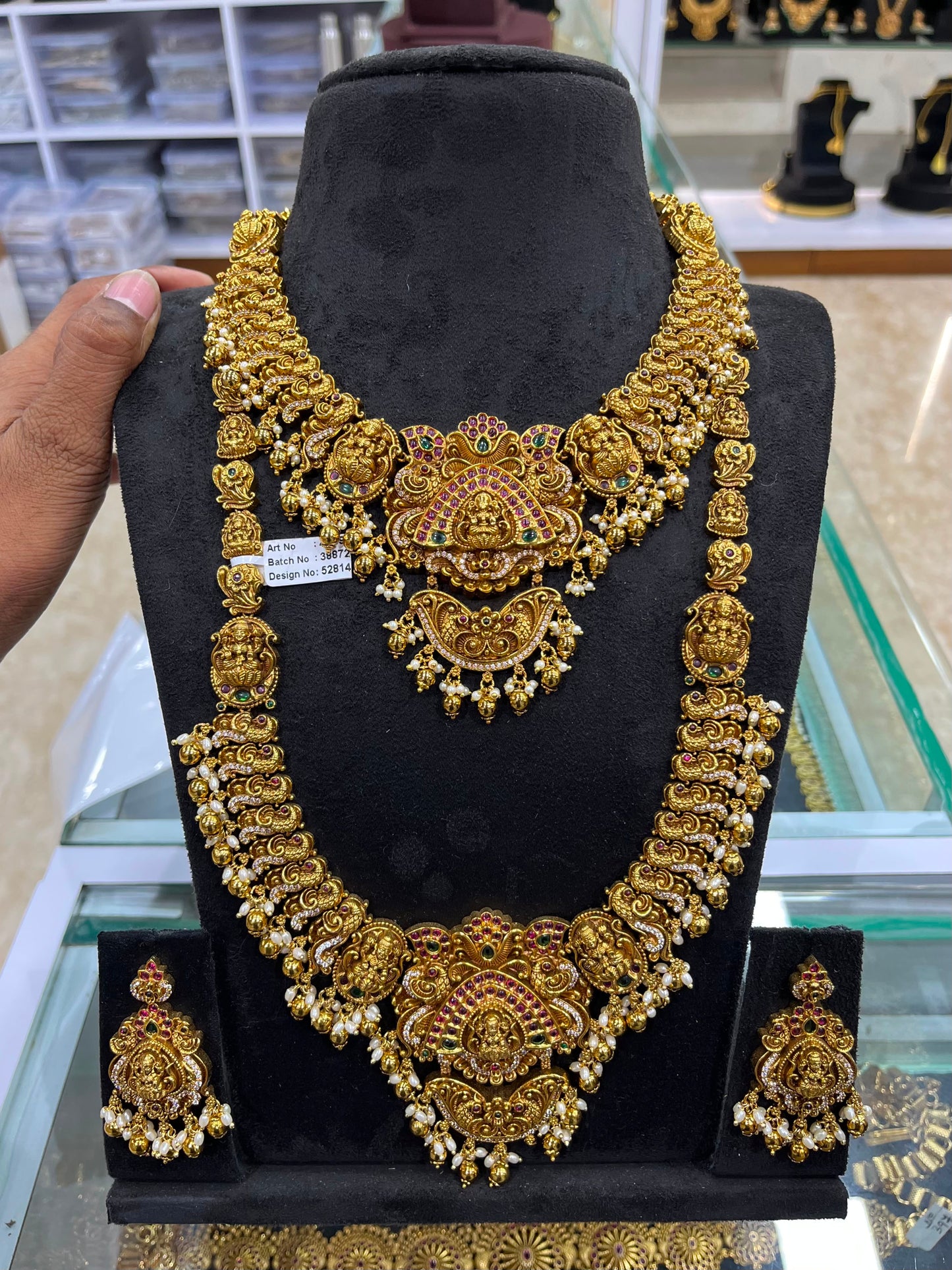 Nakshi Work with Kempu Stones Bridal Combo