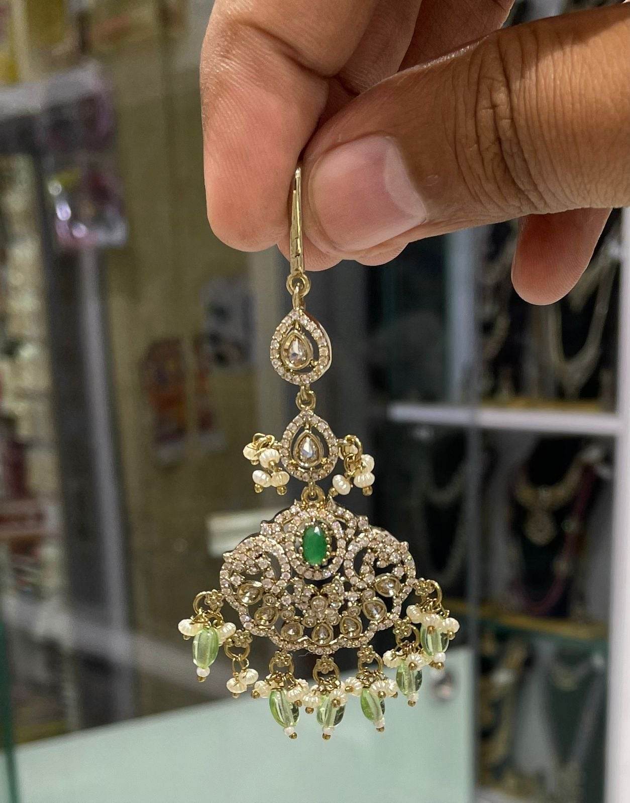 Victorian Polish with AD Stones Tikka - Nakshatra Jewels