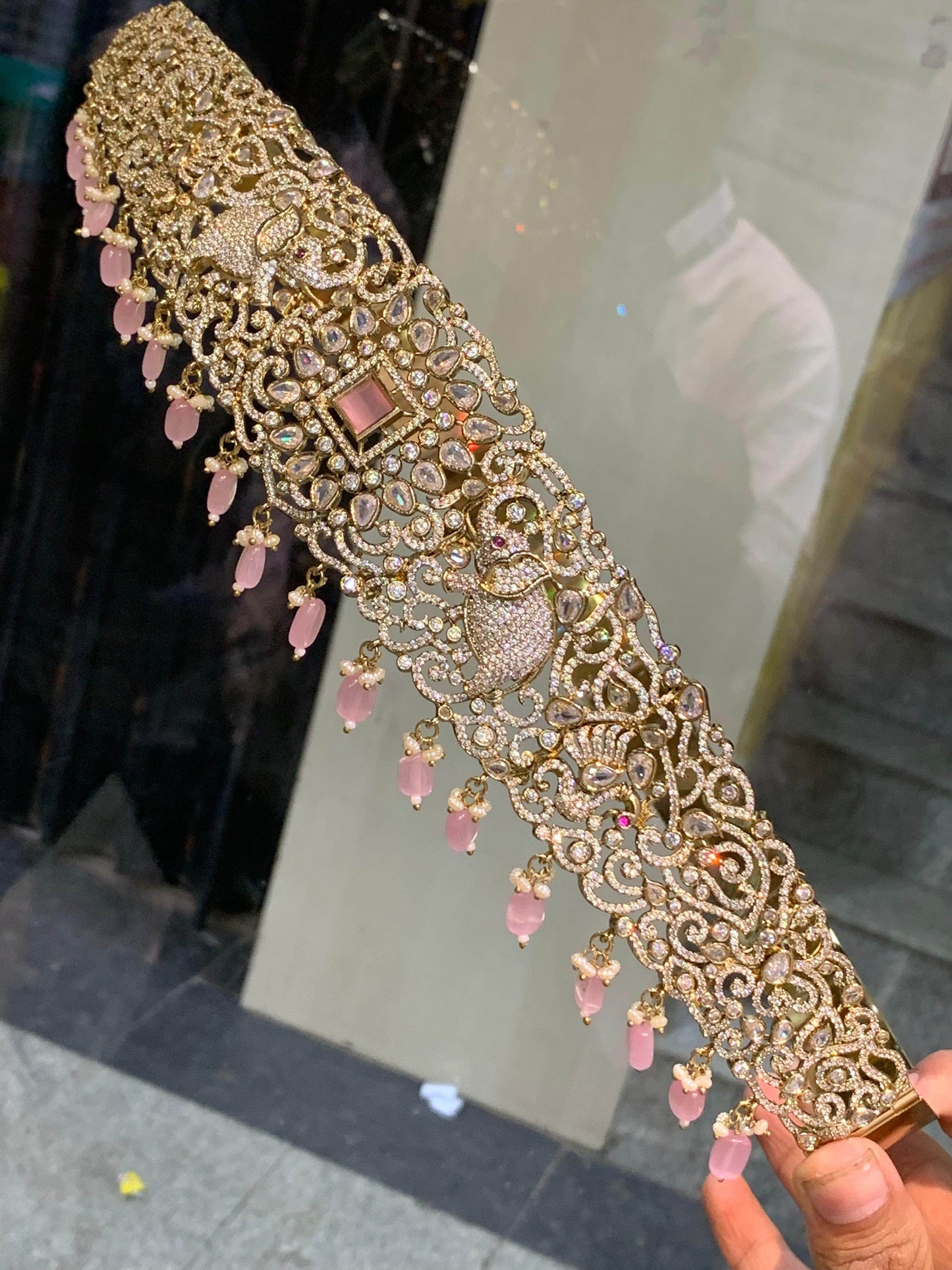 Victorian Polish AD Stones Bridal Hip Belt - Nakshatra Jewels
