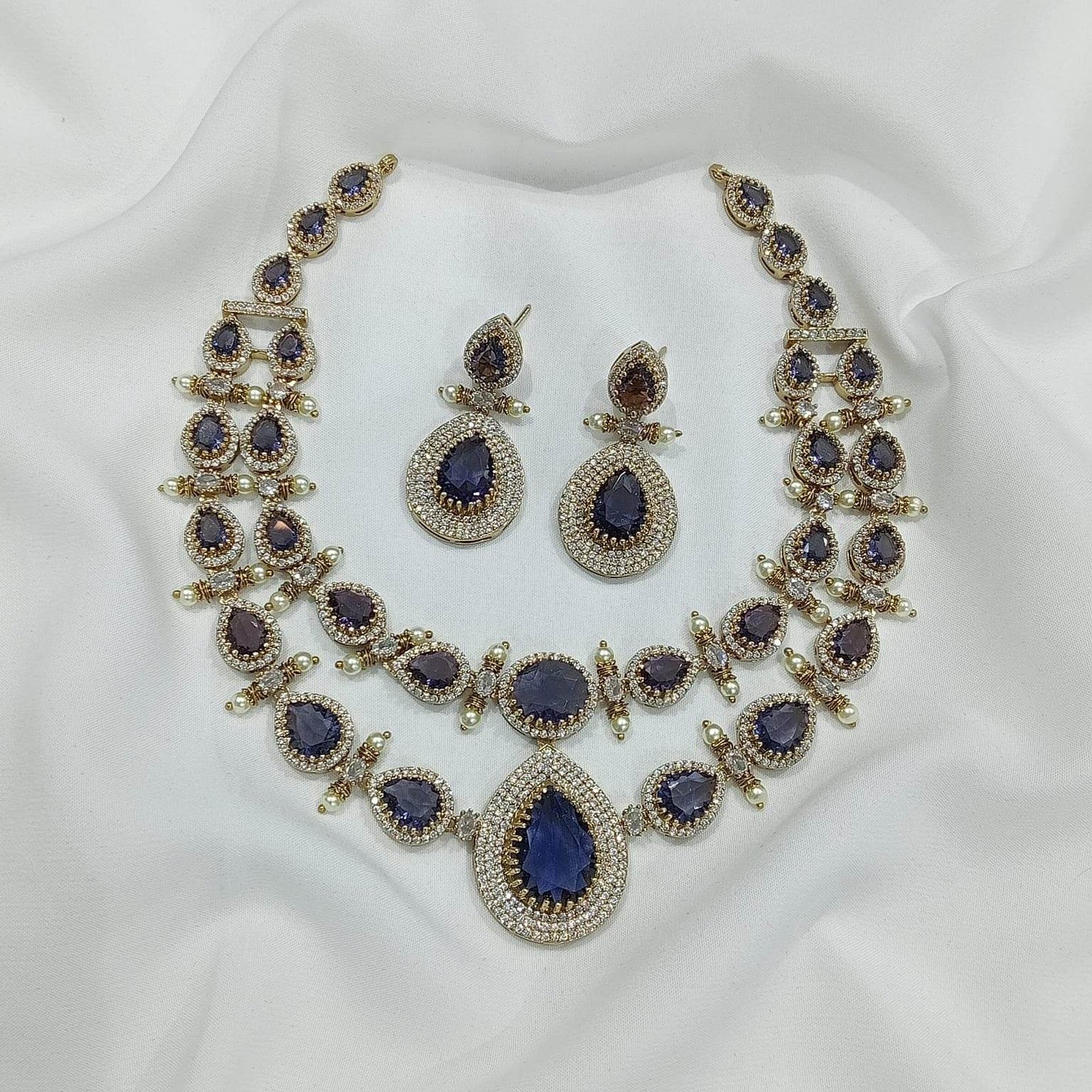 Victorian Polish with AD Stones Necklace - Nakshatra Jewels