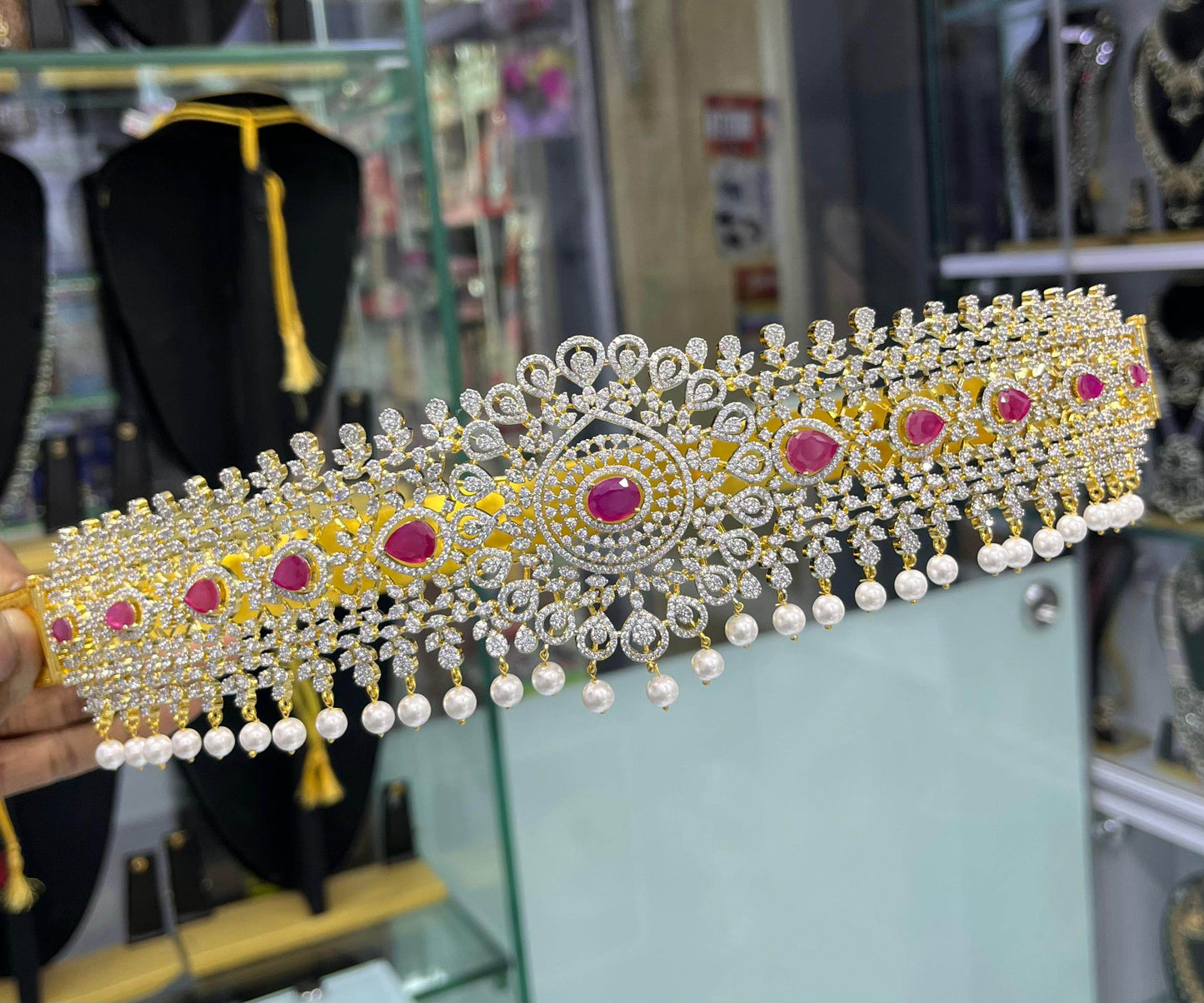 American Diamond Stones Bridal Hip Belt - Nakshatra Jewels