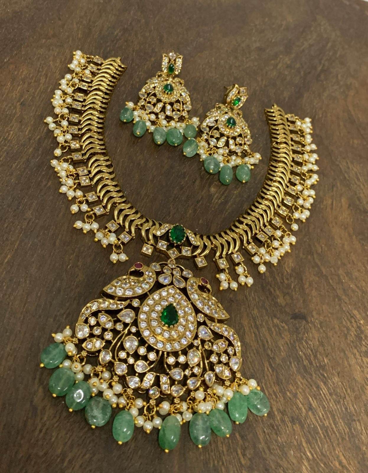 Victorian Polish with AD Stones Necklace - Nakshatra Jewels