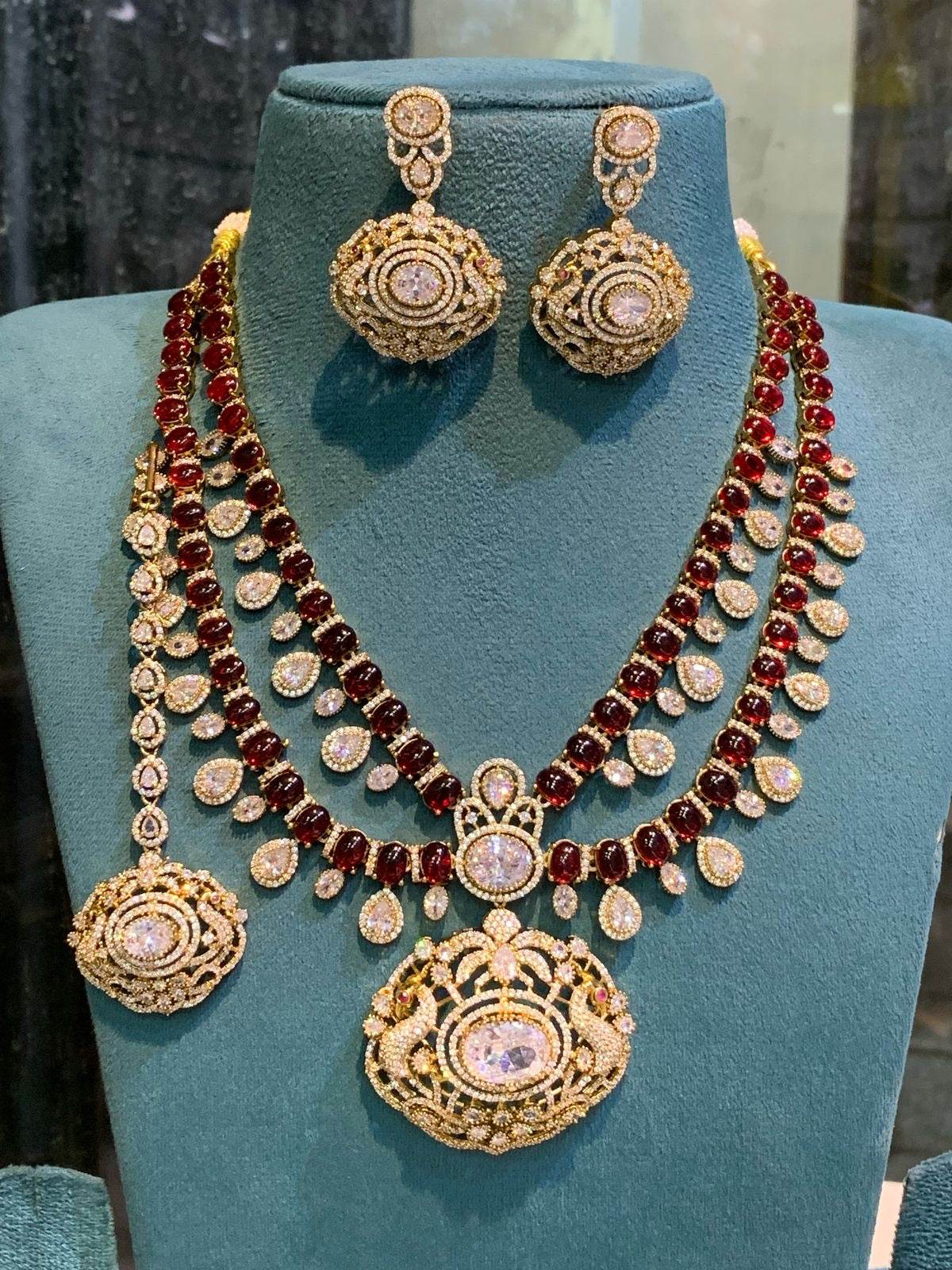 Victorian Polish with AD Stones Bridal Necklace - Nakshatra Jewels