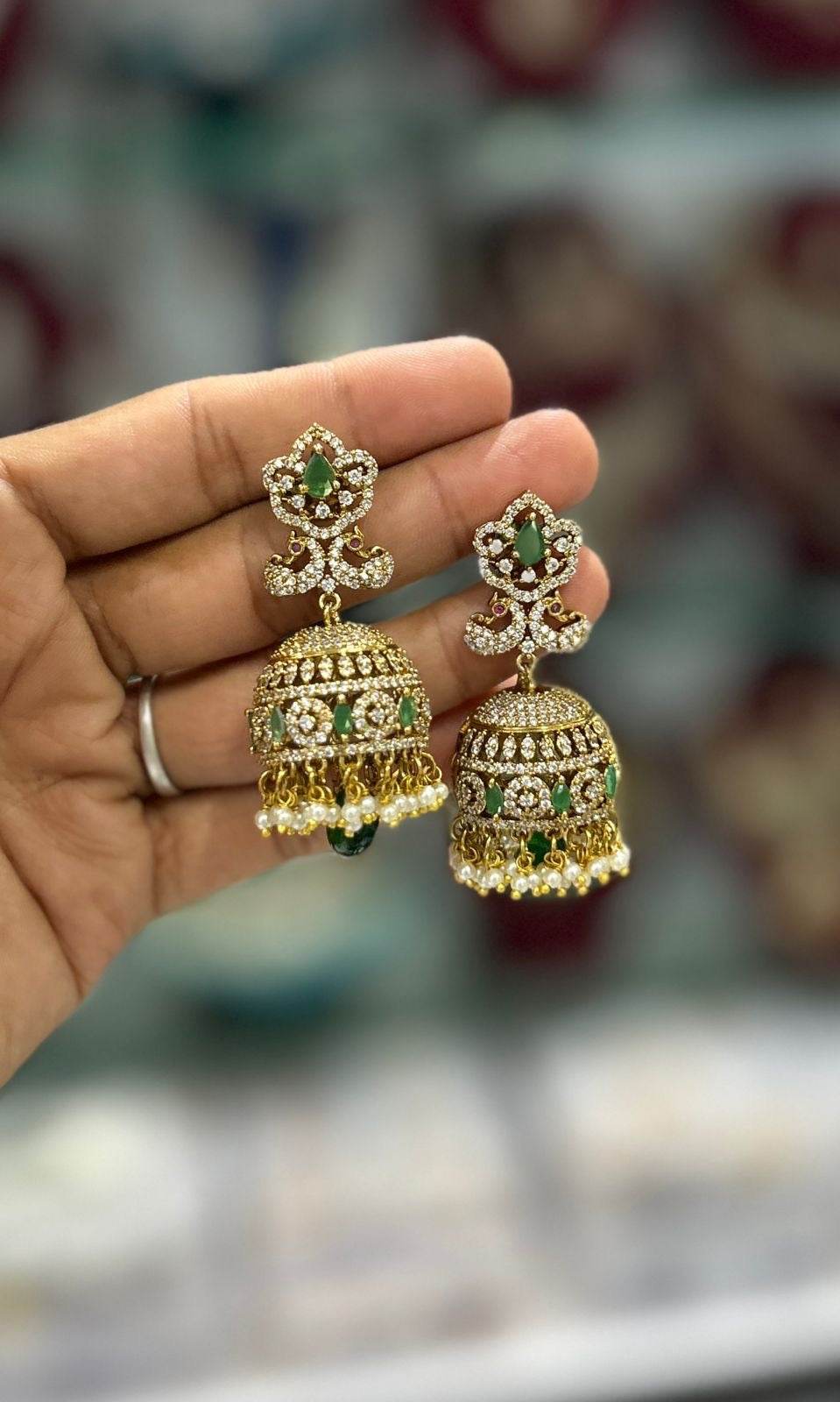 Victorian Polish AD Stones Earrings - Nakshatra Jewels