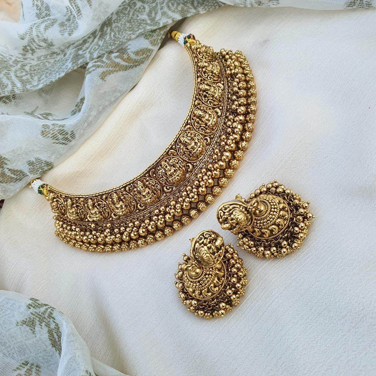 Premium Matt with Kempu Stones Choker - Nakshatra Jewels