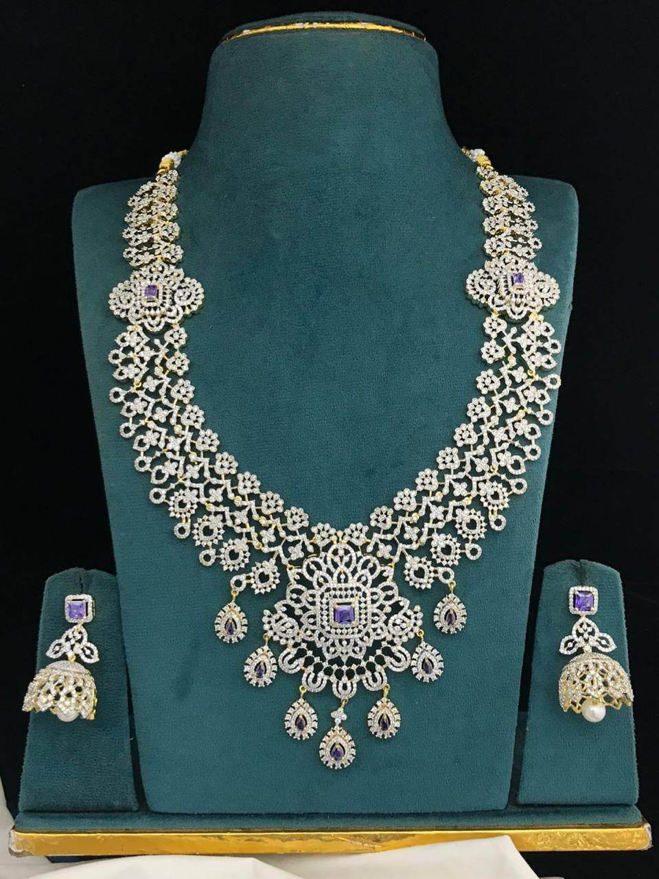 American Diamond Stones Bridal Haram - Nakshatra Jewels
