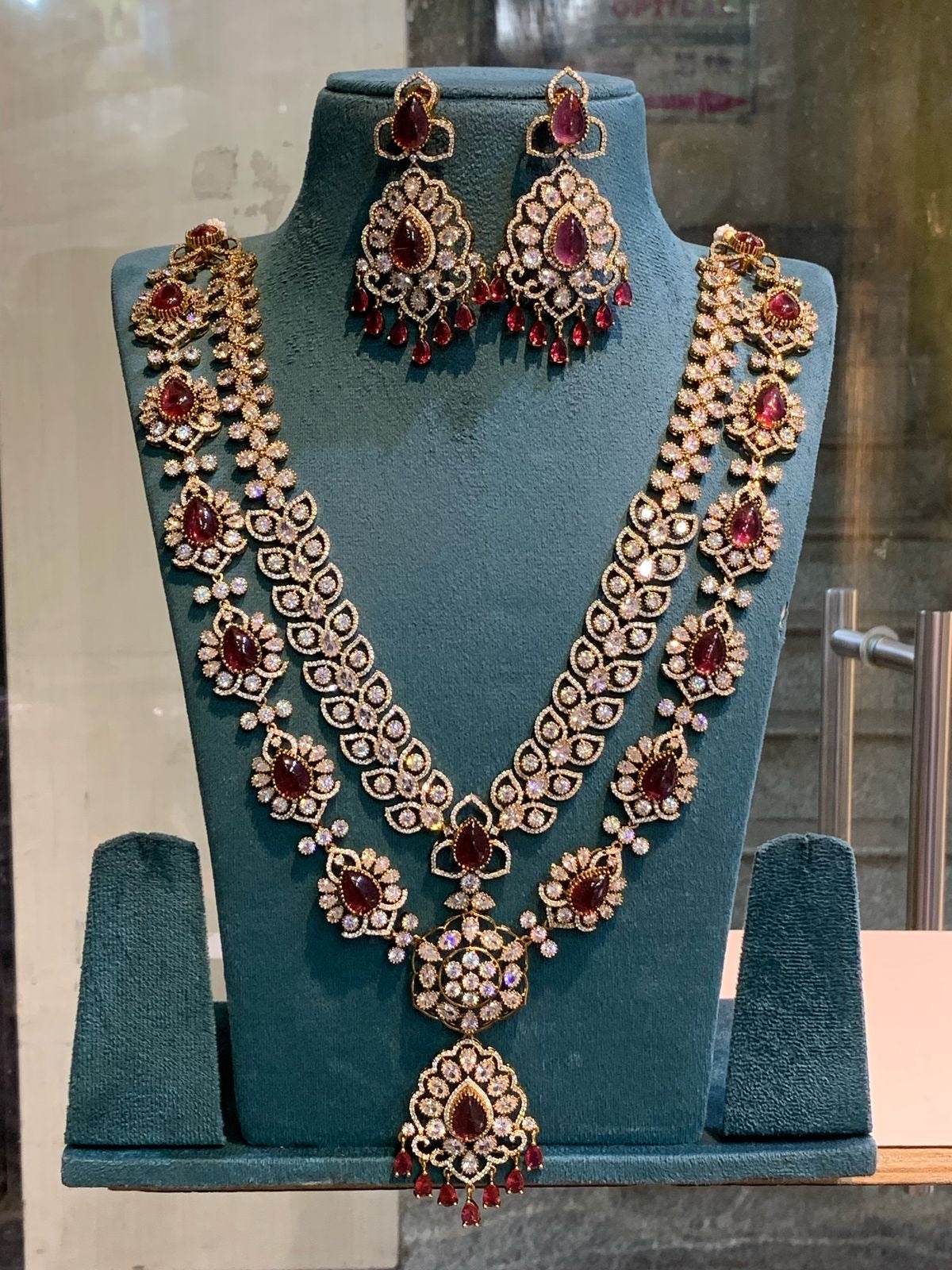 Victorian Polish with Moissanite Stones Bridal Haram - Nakshatra Jewels