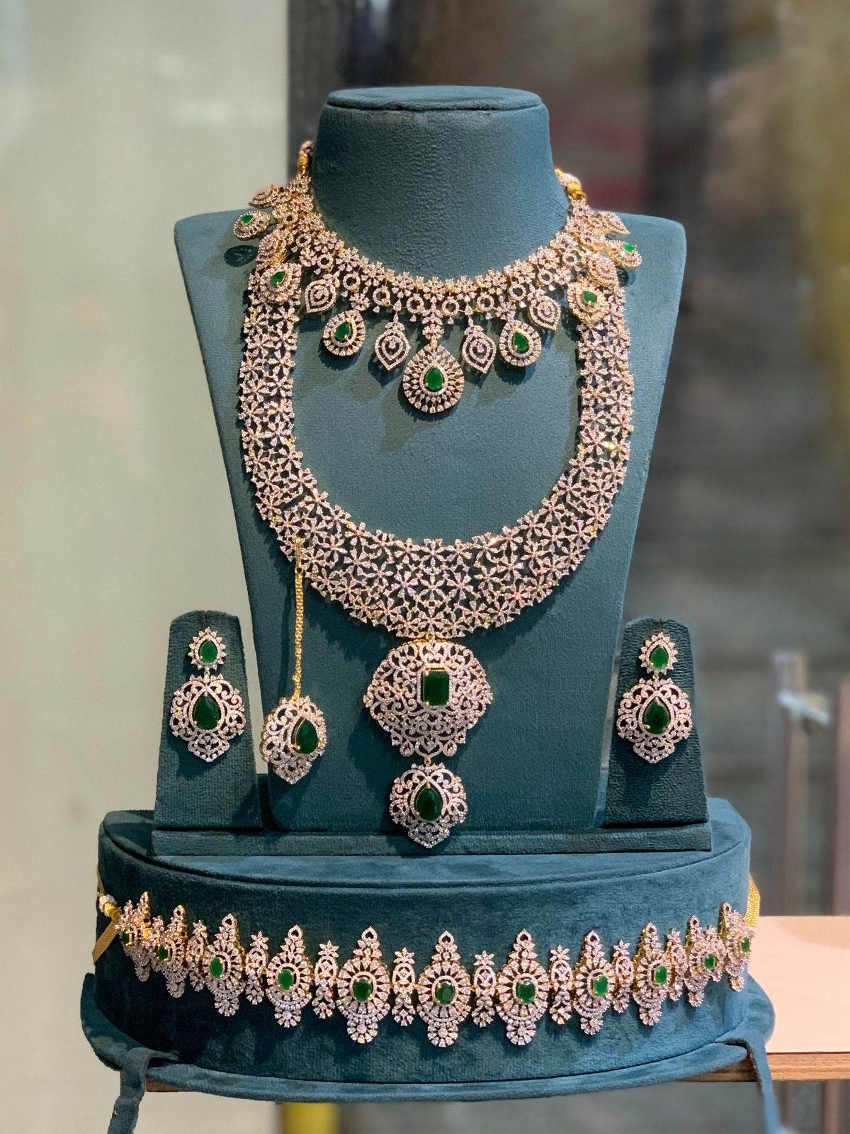 American Diamond Stones Bridal Combo Set - Nakshatra Jewels