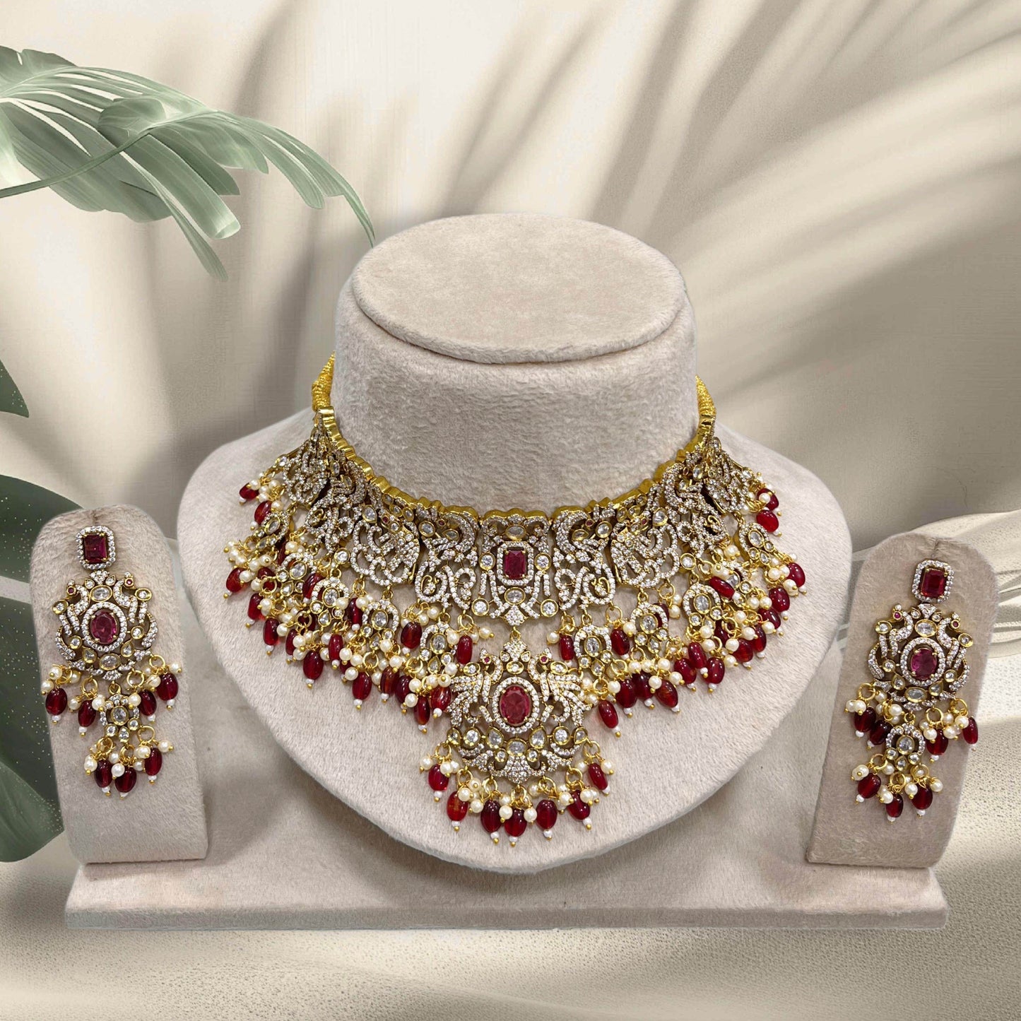 Victorian Polish with AD Stones Bridal Choker - Nakshatra Jewels