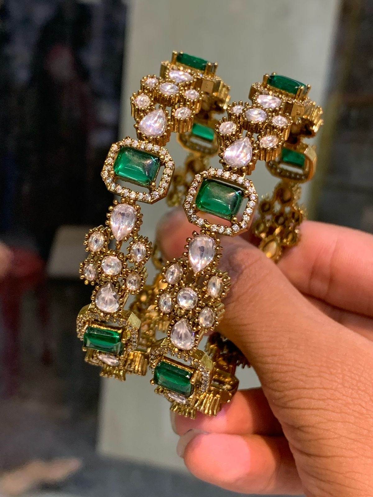 Moissanite AD Stone Bangles - Nakshatra Jewels
