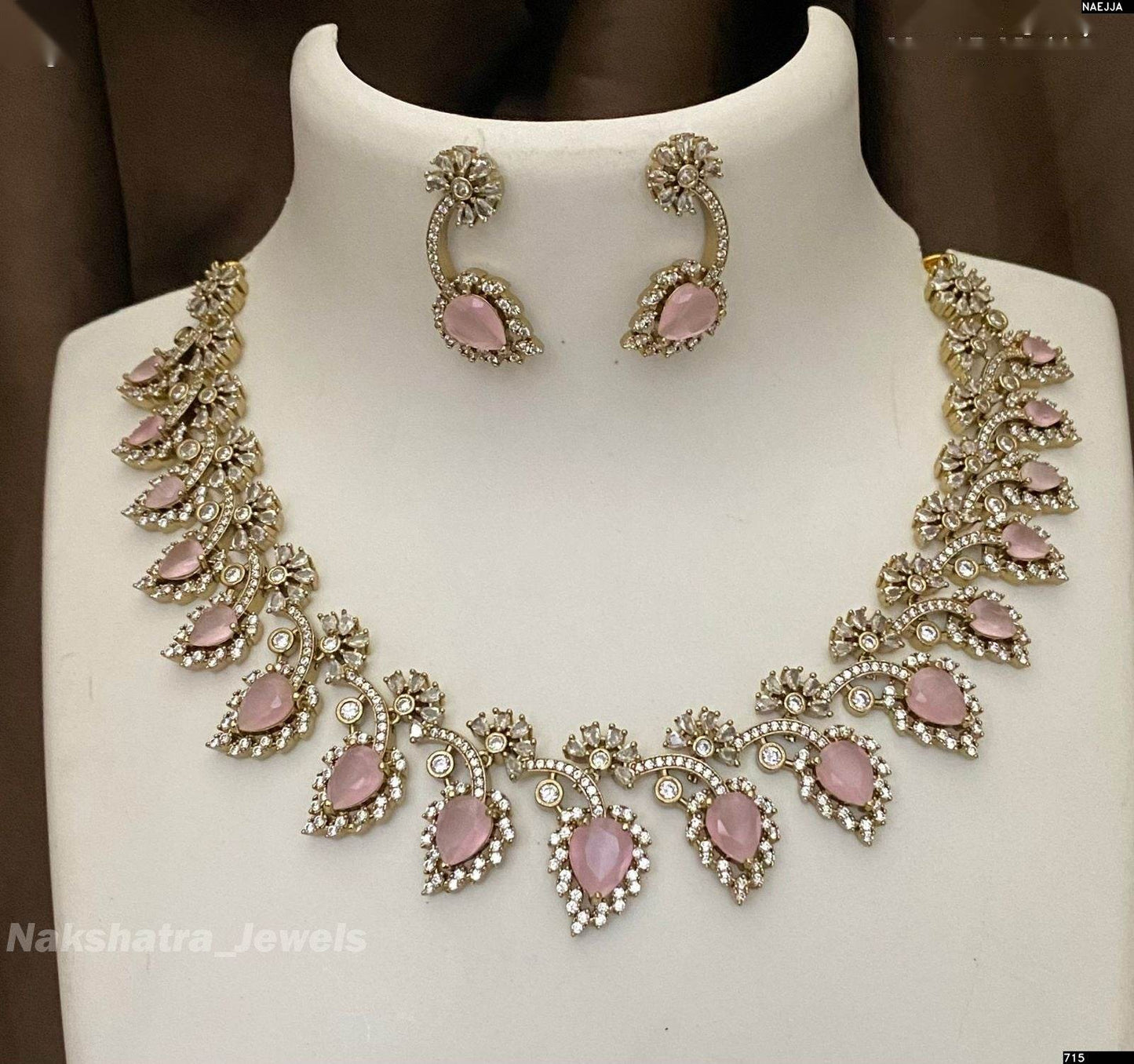 Victorian Polish AD Stones Necklace - Nakshatra Jewels