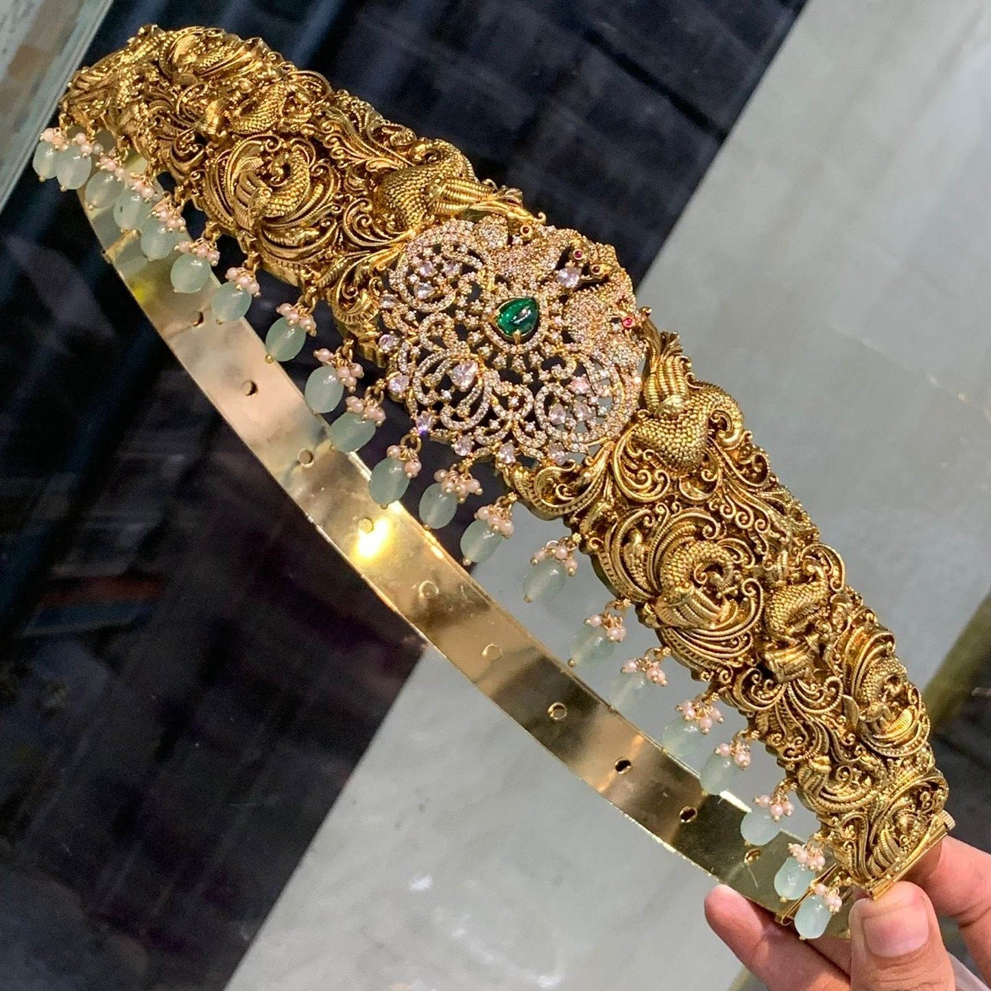 Nakshi Work with AD Stones Bridal Hip Belt - Nakshatra Jewels