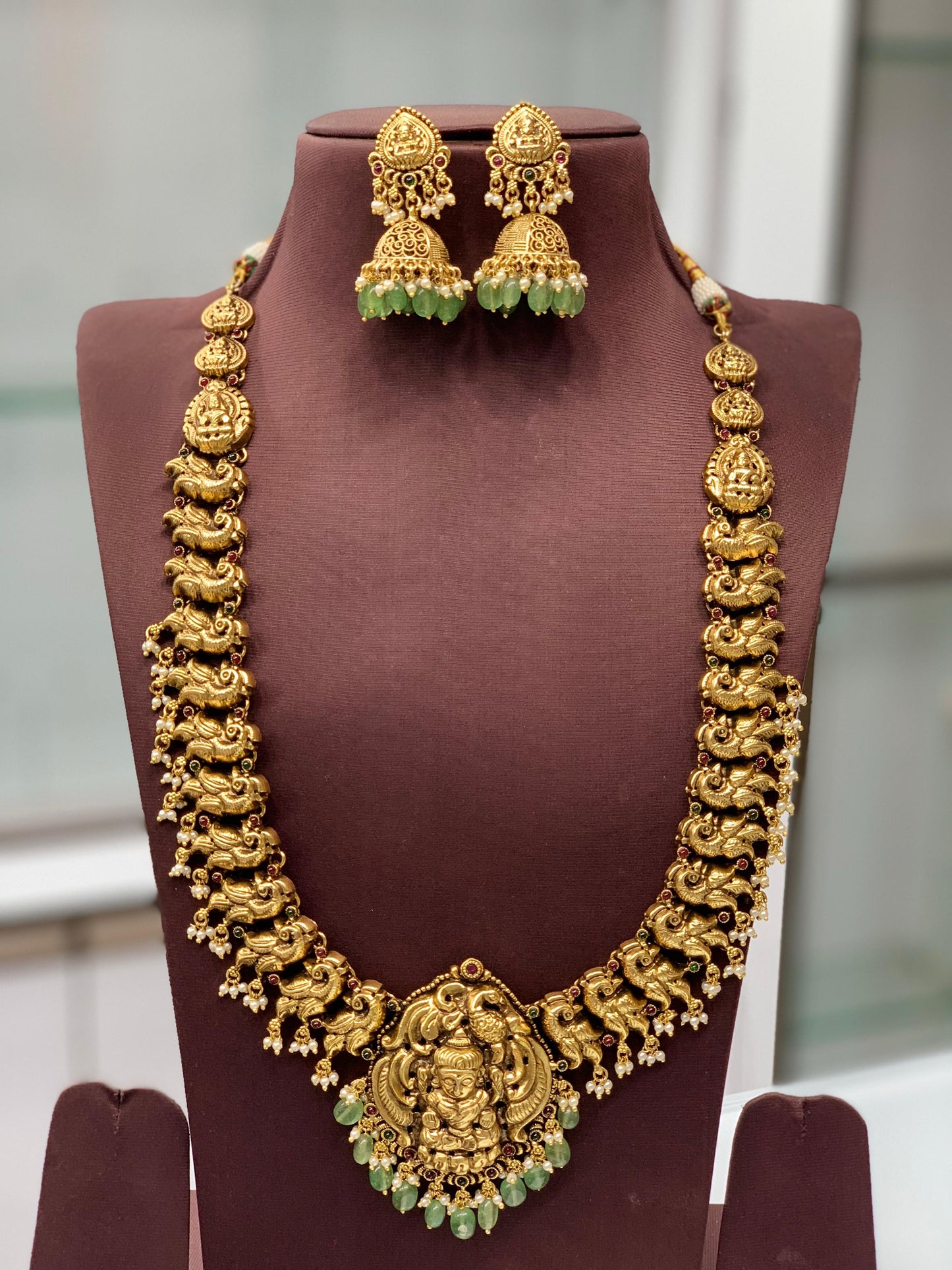 Nakshi Work with Kempu Stones Bridal Haram