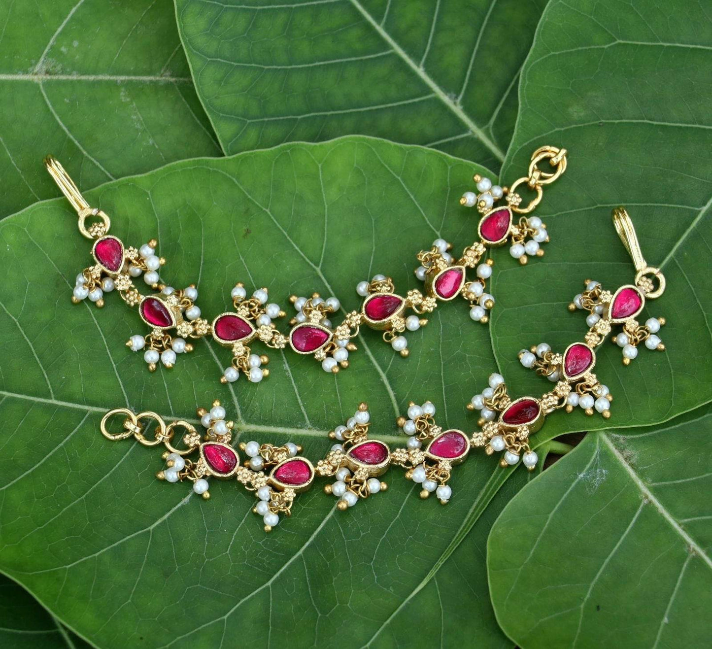 Kundan Stones Ear Chains - Nakshatra Jewels