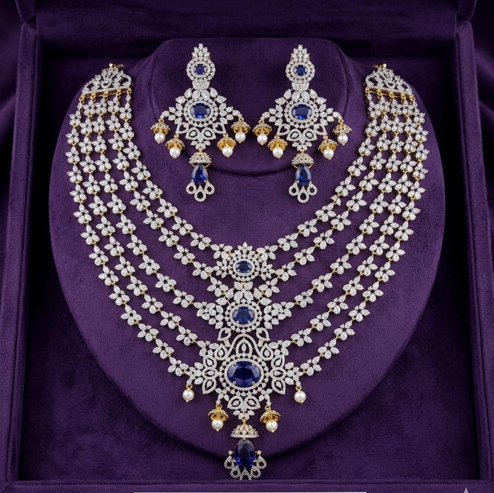 American Diamond Stones Bridal Layer Medium Haram
