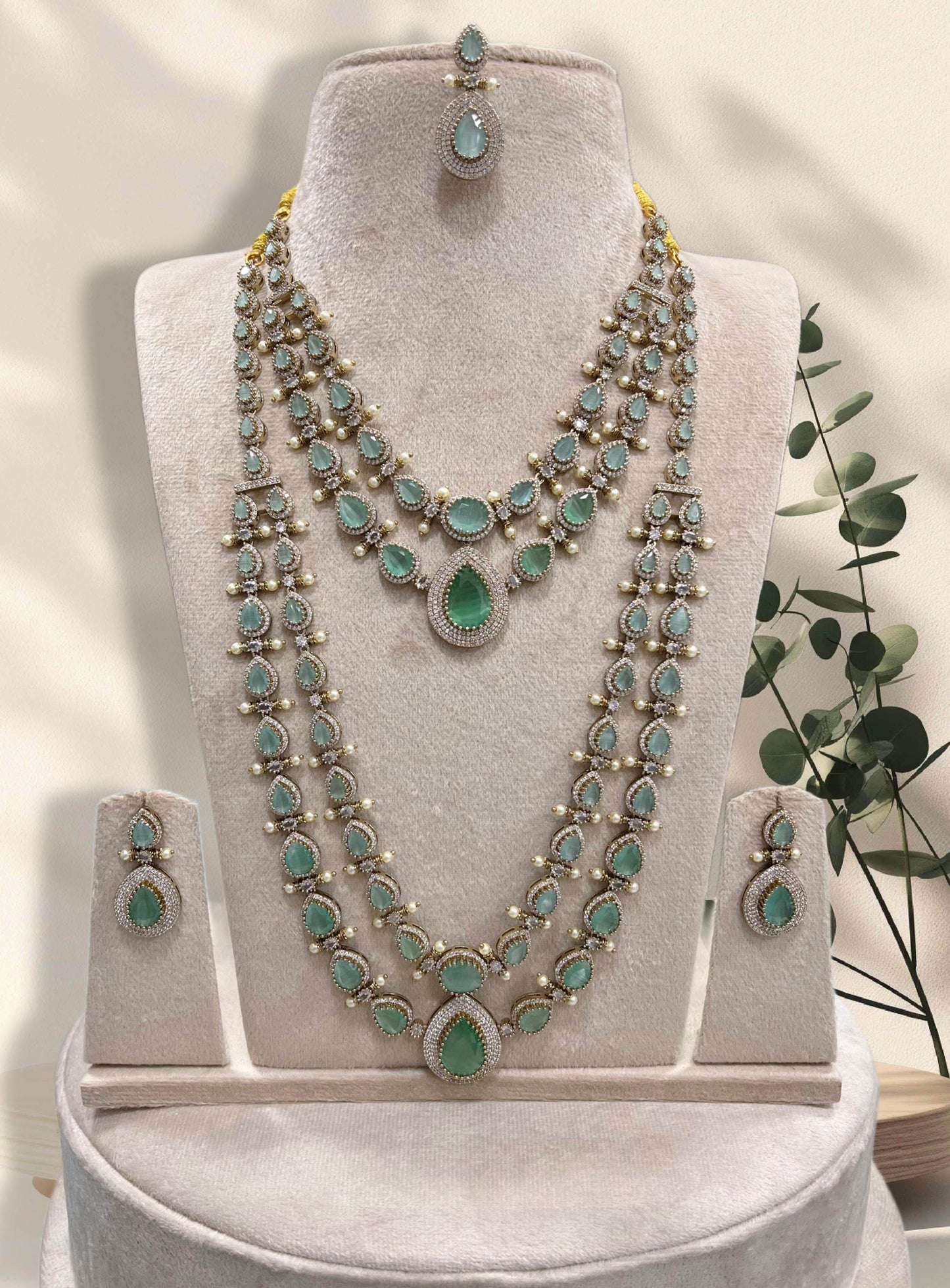 Victorian Polish with AD Stones Layer combo set - Nakshatra Jewels