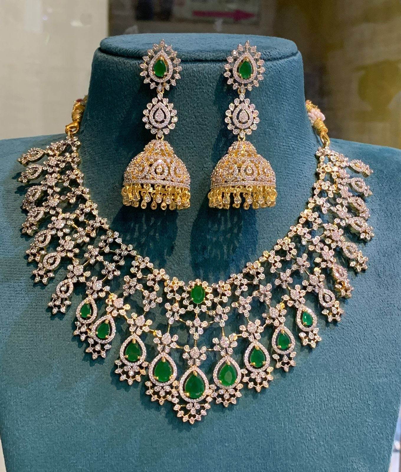American Diamond Stones Bridal Neck Set - Nakshatra Jewels