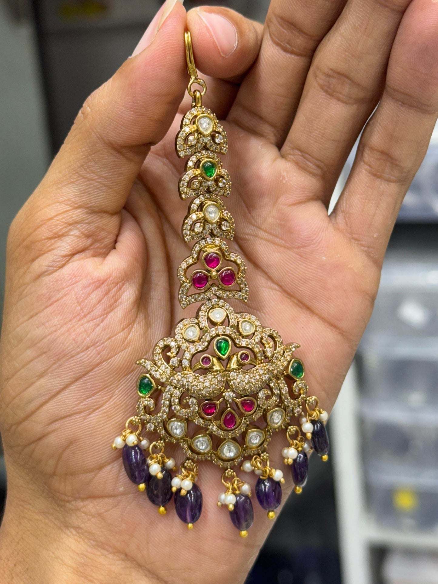 Victorian Polish AD Stones Tikka - Nakshatra Jewels