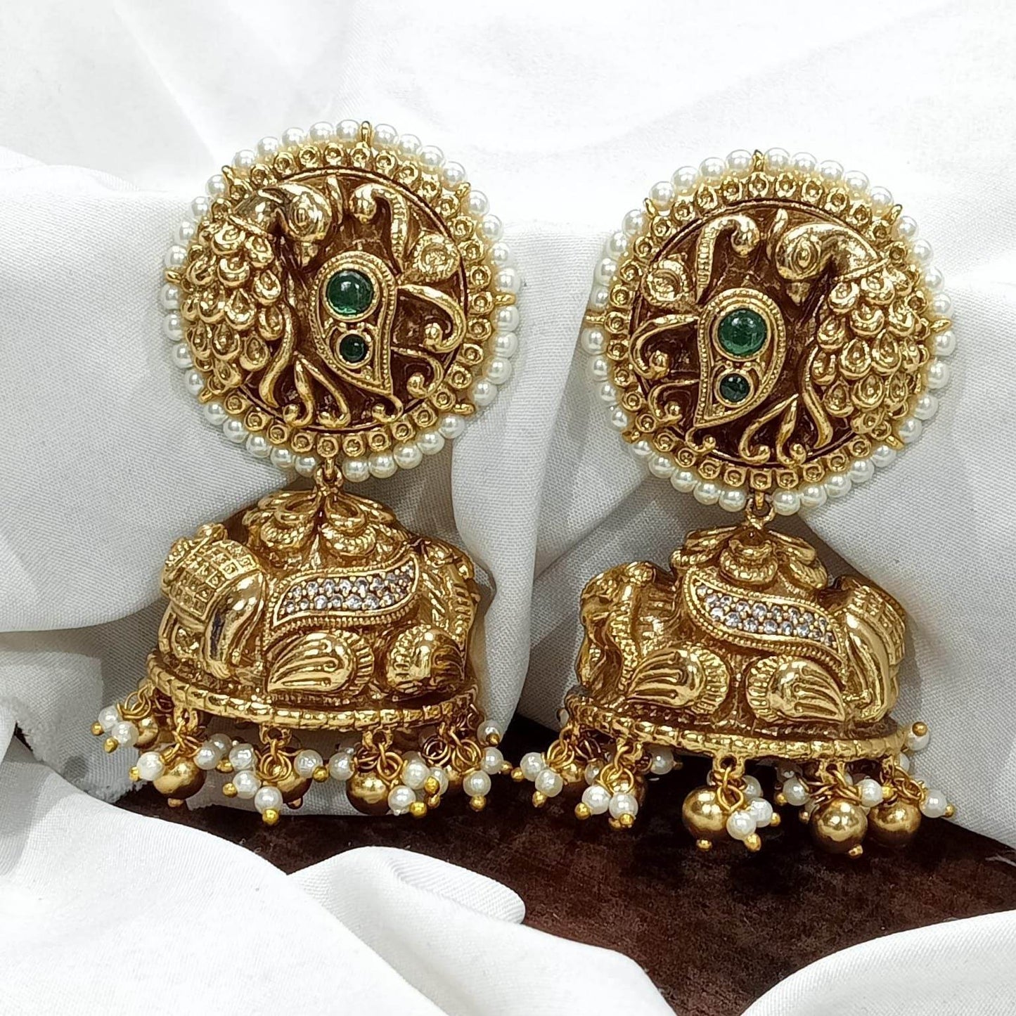 Premium Matt with Kempu Stones Earrings