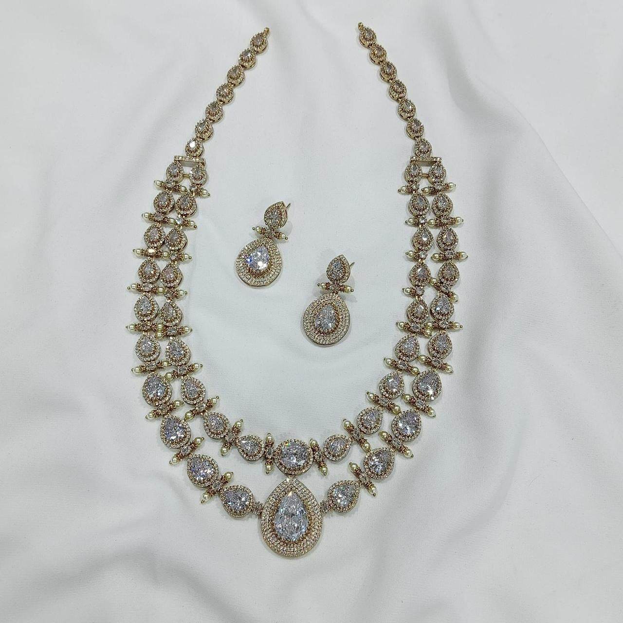 Victorian Polish with AD Stones Haram - Nakshatra Jewels