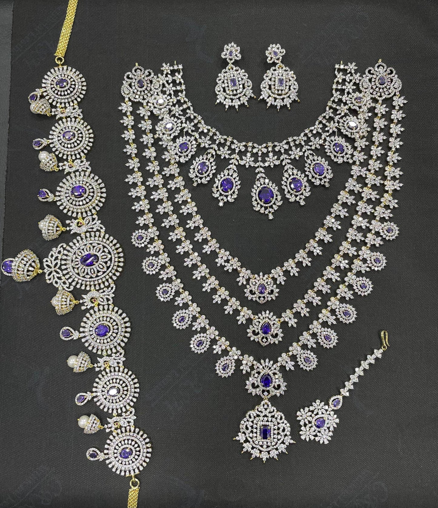 American Diamond Stones Bridal Combo Set - Nakshatra Jewels
