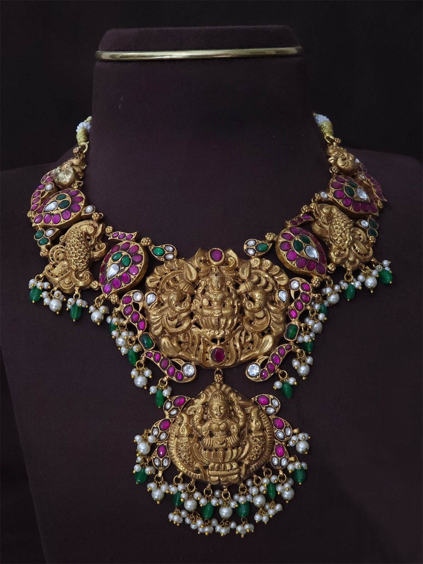 Nakshi Work with Jaadu Kundan Stones Bridal Necklace - Nakshatra Jewels