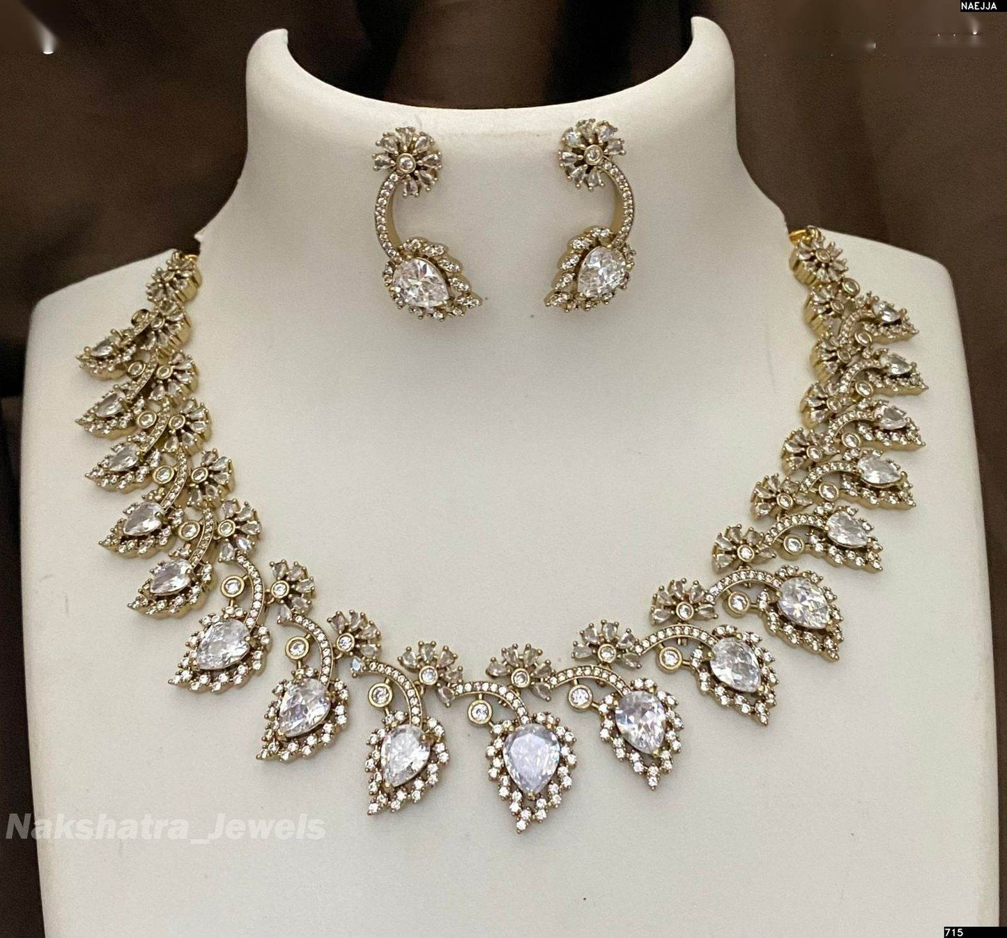 Victorian Polish AD Stones Necklace - Nakshatra Jewels