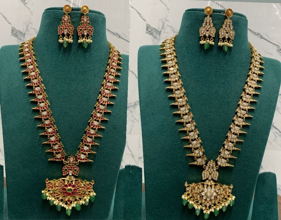 Nakshi Work with Kempu Stones Two Sided Haram