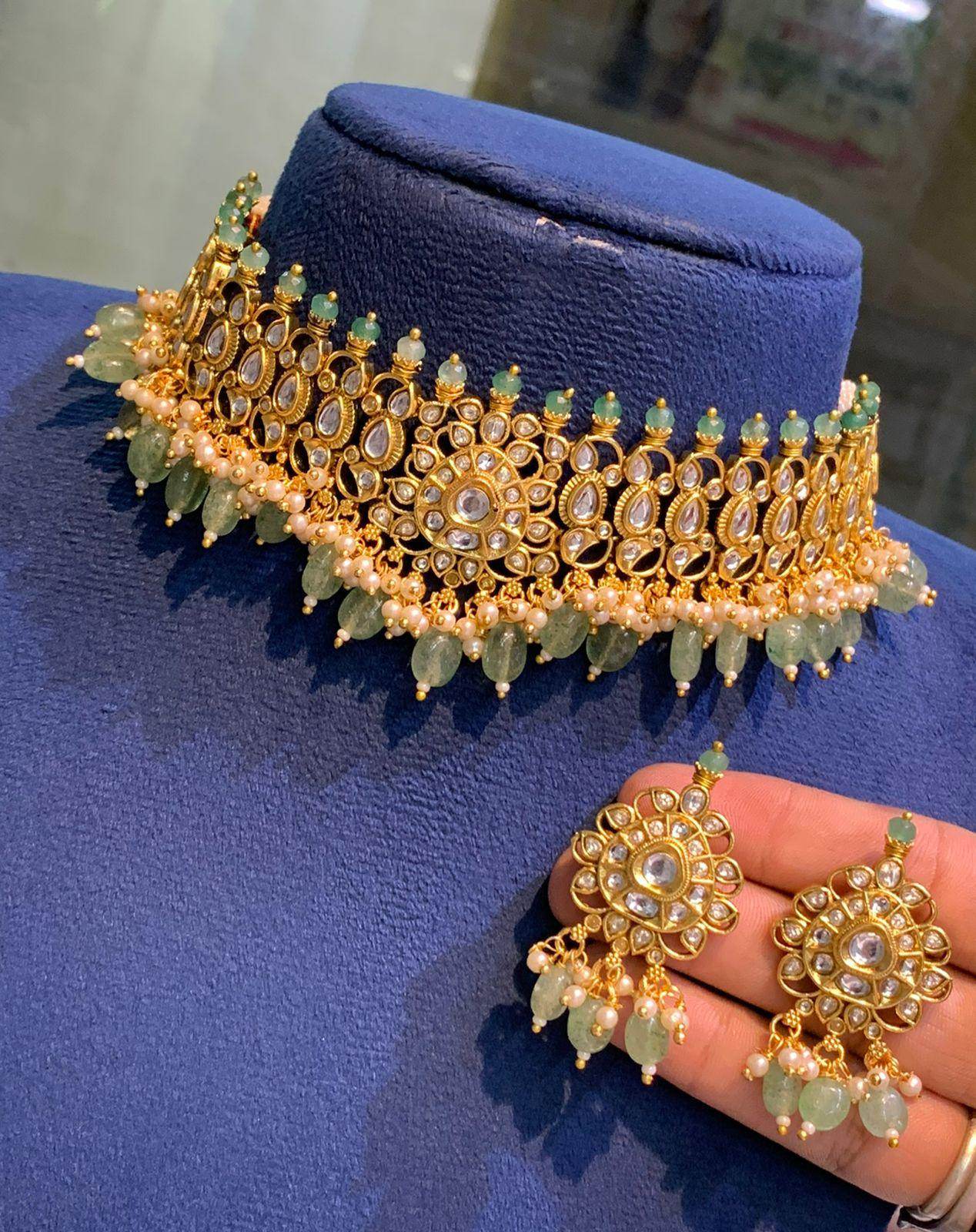 Premium Matt with Kempu Stones Bridal Choker