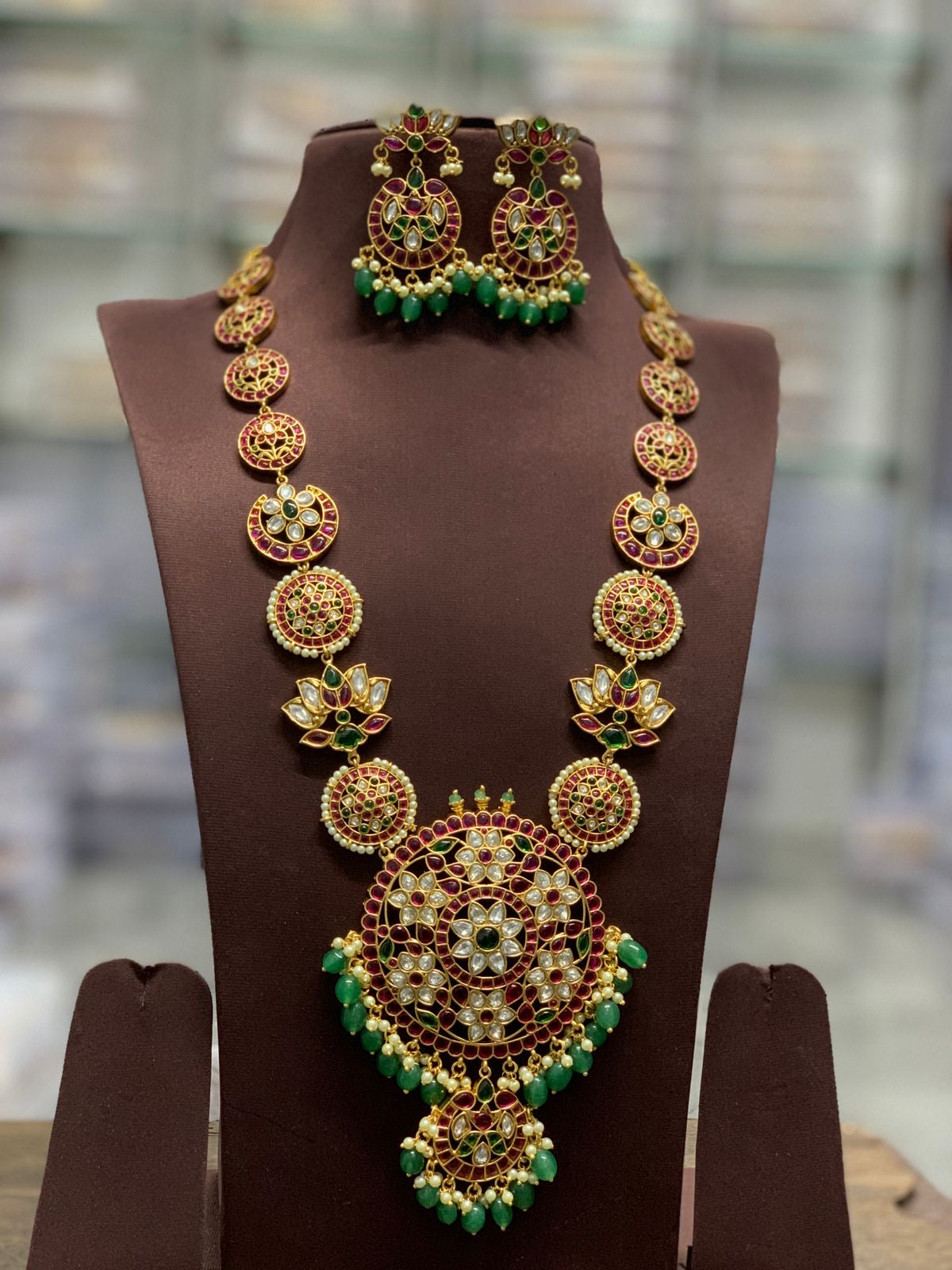Nakshi Work with Kempu Stones Bridal Haram