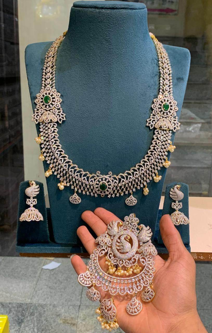 American Diamond Stones Bridal Haram - Nakshatra Jewels