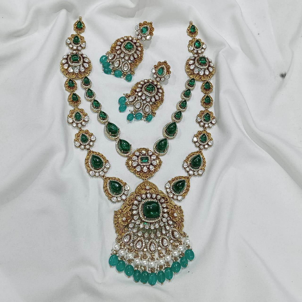 Moissanite & AD Stones Bridal Layer Haram - Nakshatra Jewels
