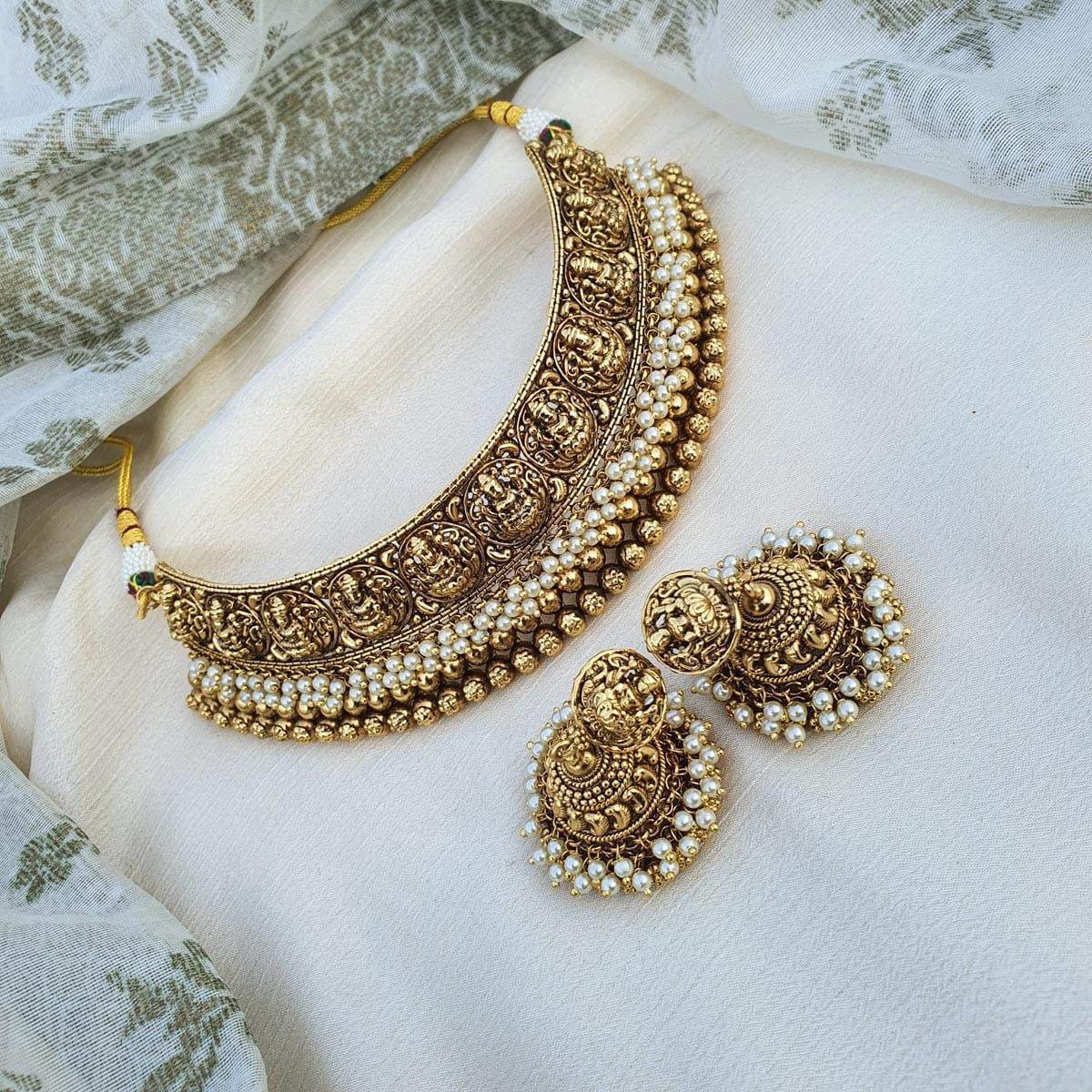 Premium Matt with Kempu Stones Choker - Nakshatra Jewels