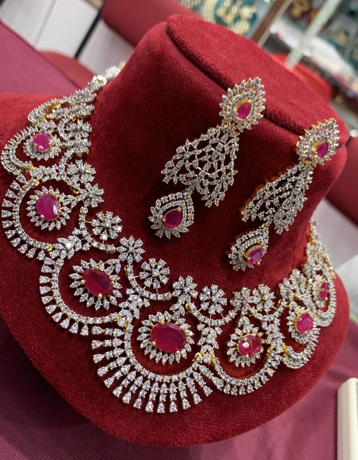 American Diamond Stone Bridal Neck set - Nakshatra Jewels