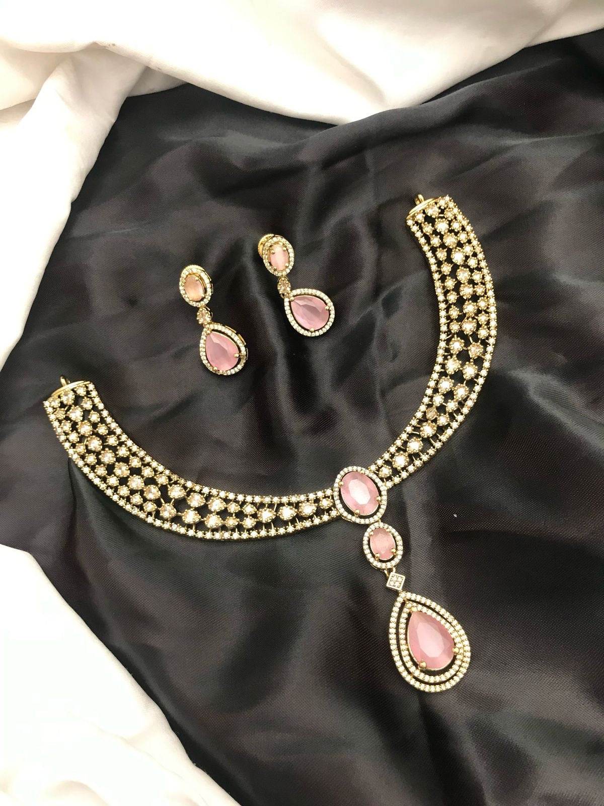 Victorian Polish AD Stones Necklace - Nakshatra Jewels
