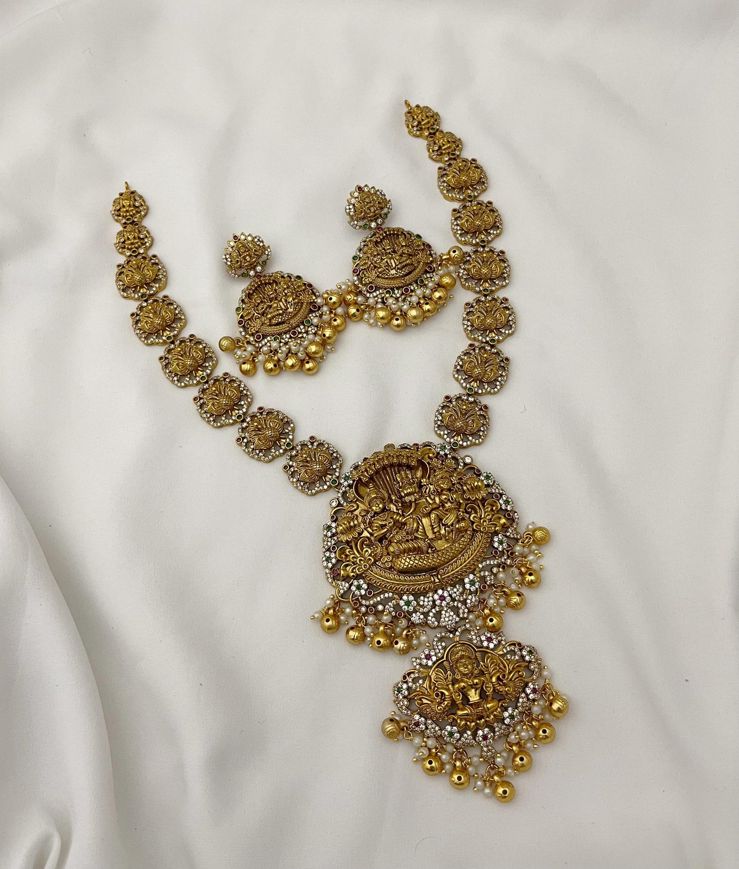 Nakshi Work with AD Stones Bridal Necklace