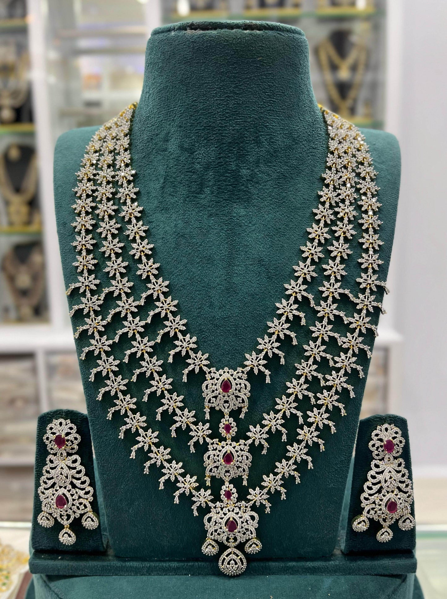 American Diamond Stones Bridal Layer Haram - Nakshatra Jewels